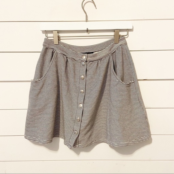 Topshop | Striped Snap Button Front Mini Skirt Size 6 - Picture 1 of 9
